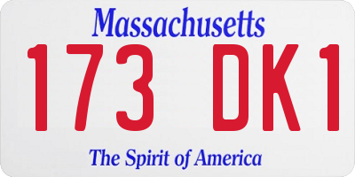 MA license plate 173DK1