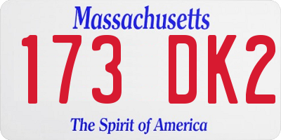 MA license plate 173DK2