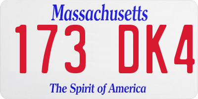 MA license plate 173DK4