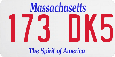 MA license plate 173DK5