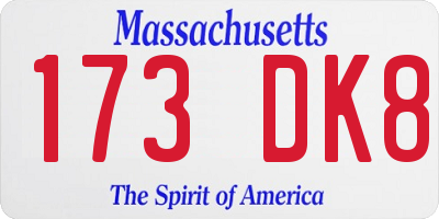 MA license plate 173DK8