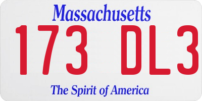 MA license plate 173DL3