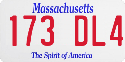 MA license plate 173DL4