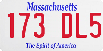 MA license plate 173DL5