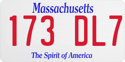 MA license plate 173DL7