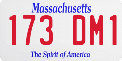 MA license plate 173DM1