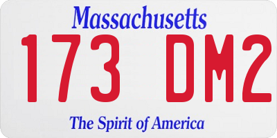 MA license plate 173DM2