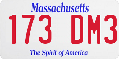 MA license plate 173DM3