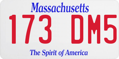 MA license plate 173DM5