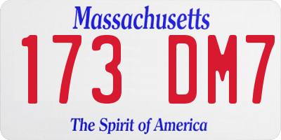 MA license plate 173DM7