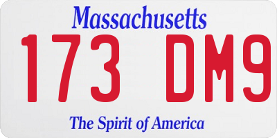 MA license plate 173DM9