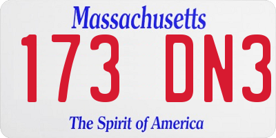 MA license plate 173DN3