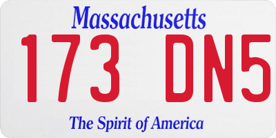 MA license plate 173DN5