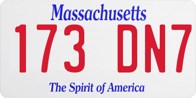 MA license plate 173DN7
