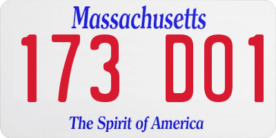 MA license plate 173DO1