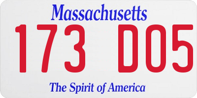 MA license plate 173DO5