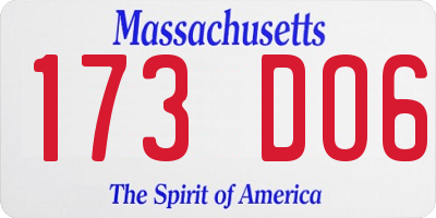 MA license plate 173DO6