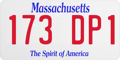 MA license plate 173DP1