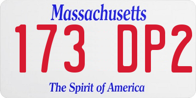 MA license plate 173DP2