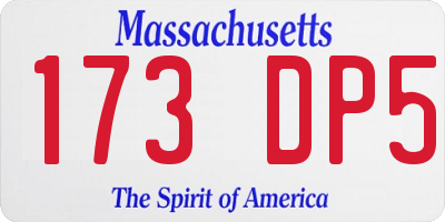 MA license plate 173DP5