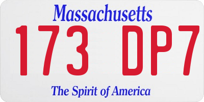 MA license plate 173DP7