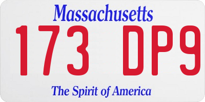MA license plate 173DP9