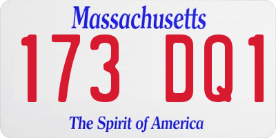 MA license plate 173DQ1