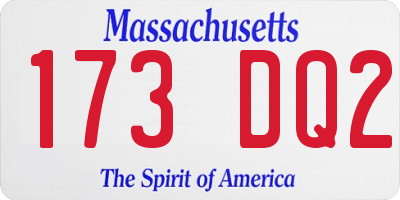 MA license plate 173DQ2