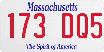 MA license plate 173DQ5