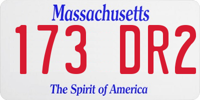 MA license plate 173DR2