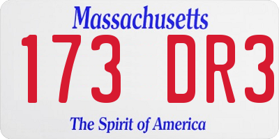 MA license plate 173DR3