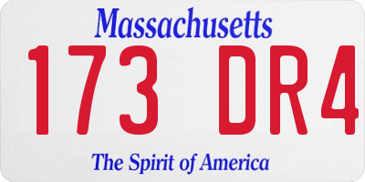 MA license plate 173DR4