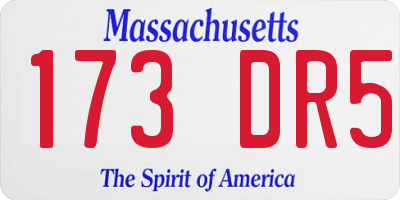 MA license plate 173DR5