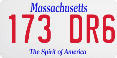 MA license plate 173DR6