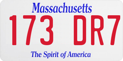 MA license plate 173DR7