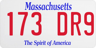 MA license plate 173DR9