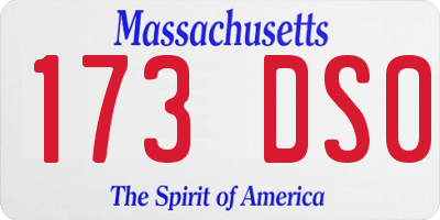 MA license plate 173DS0