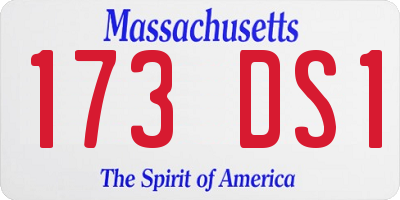 MA license plate 173DS1