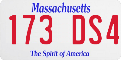 MA license plate 173DS4