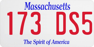 MA license plate 173DS5