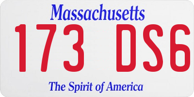 MA license plate 173DS6