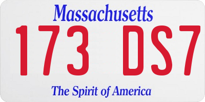 MA license plate 173DS7