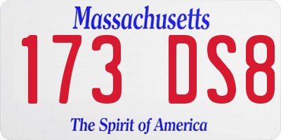 MA license plate 173DS8