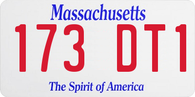 MA license plate 173DT1