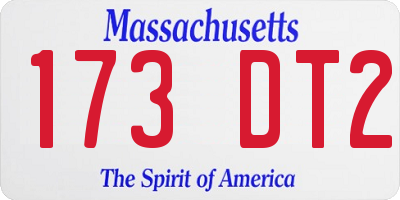 MA license plate 173DT2