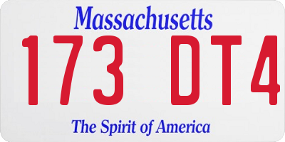 MA license plate 173DT4
