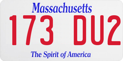 MA license plate 173DU2