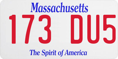 MA license plate 173DU5
