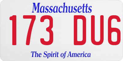 MA license plate 173DU6