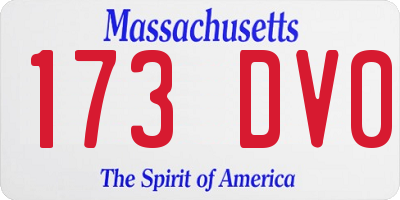 MA license plate 173DV0